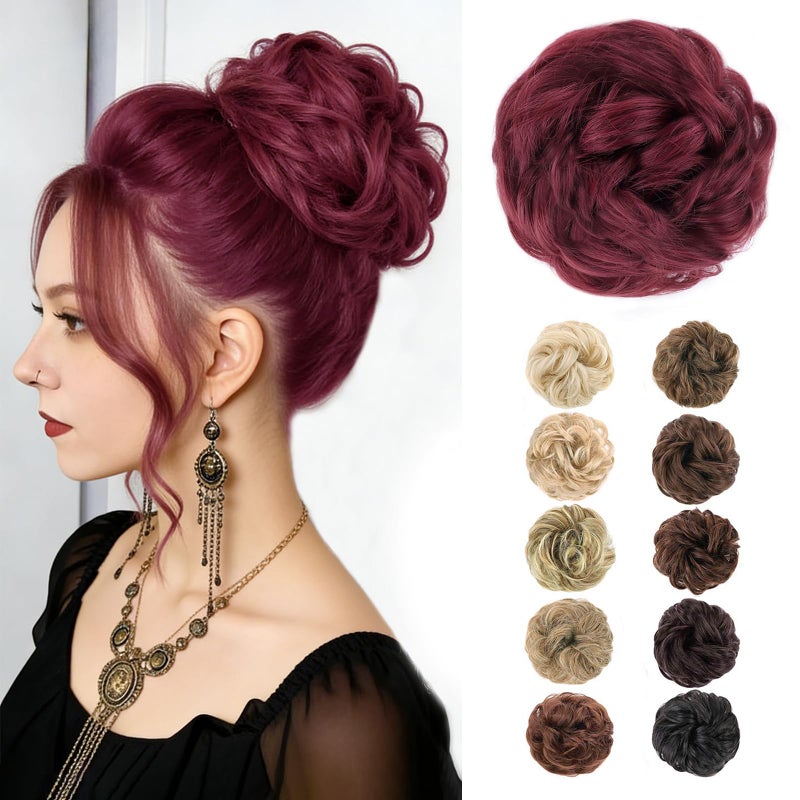 MORICA Messy Hair Bun Hair Scrunchies Extension Curly Wavy Hair Synthetic Chignon Hairpieces for Women(BUG#) - Image 1